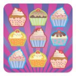 Lotsa Cupcakes Purply Blue Stripes Square Sticker