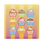 Lotsa Cupcakes Yellowy Pink Stripes Magnet