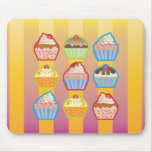 Lotsa Cupcakes Yellowy Pink Stripes Mousepad