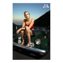 Lotti B Sitting on Car Poster posters