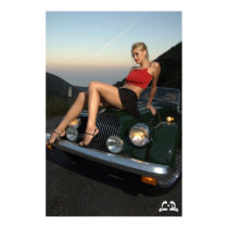 Lotti B Sitting on Car Poster posters