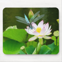 LOTUS AND DRAGONFLY MOUSEPAD