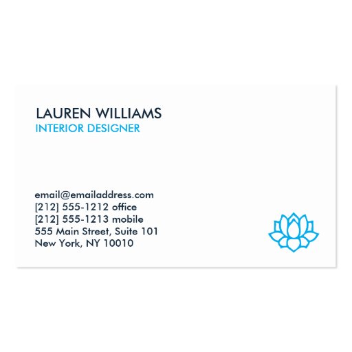 LOTUS BLOSSOM in BLUE Business Card (back side)