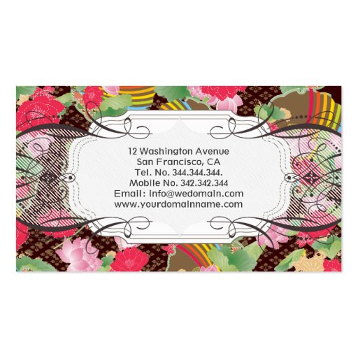 Lotus Blossoms Pop Art Business Card Template (back side)