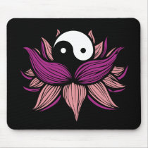 Lotus Flower and Yin Yang Mouse Pad