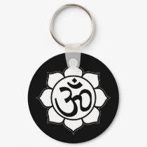Lotus Flower Aum Symbol keychains by BuddhaGifts Lotus Flower Aum Symbol keychains