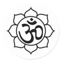 Lotus Flower Aum Symbol stickers by BuddhaGifts Lotus Flower Aum Symbol stickers