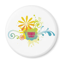 Lotus Flower Color Burst Fridge Magnets