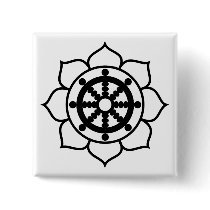Lotus Flower Dharma Wheel buttons by BuddhaGifts Lotus Flower Dharma Wheel buttons