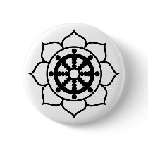 Lotus Flower Dharma Wheel buttons by BuddhaGifts Lotus Flower Dharma Wheel buttons
