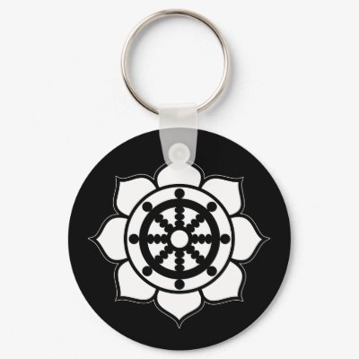 Lotus Flower Dharma Wheel Key Chain by BuddhaGifts