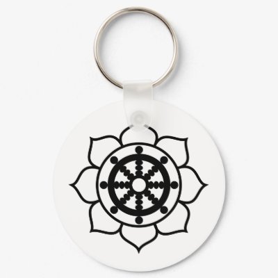 Lotus Flower Dharma Wheel Key Chain by BuddhaGifts