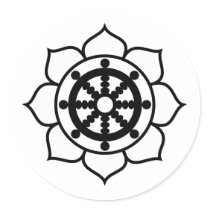 Lotus Flower Dharma Wheel stickers by BuddhaGifts Lotus Flower Dharma Wheel stickers