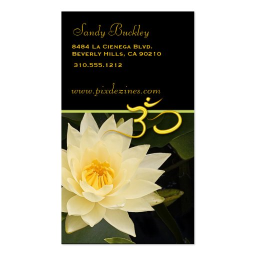 Lotus flower, Om yoga, healers Business Card (front side)