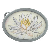 Lotus Flower Oval Belt Buckle