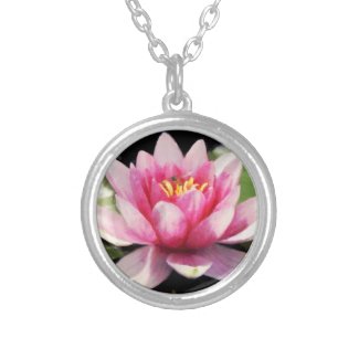 Lotus Flower Pink Custom Silver Plated Necklace