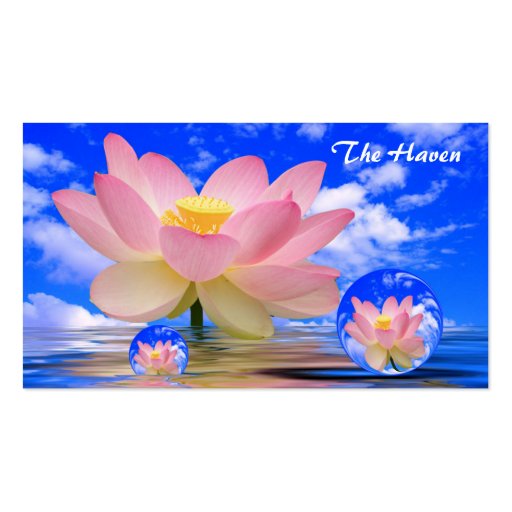 Lotus Flower Reflections & Bubbles of Peace Business Card Template (front side)