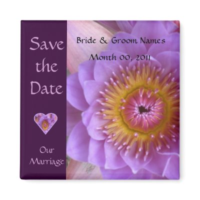 Lotus Flower Wedding Save The Date Magnet