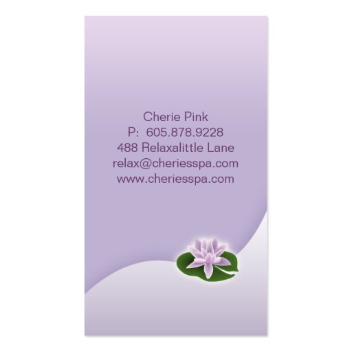 Lotus Flower Yoga / Salon / Spa Business Card (back side)