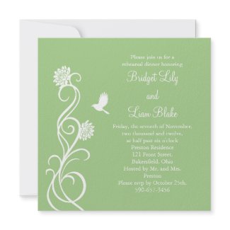 Lotus Flowers Rehearsal Dinner (green) Invitation