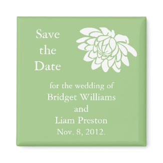 Lotus Flowers Save the Date Magnet (green)