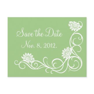 Lotus Flowers Save the Date Postcard (green)
