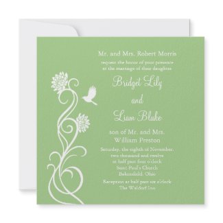 Lotus Flowers Wedding Invitation (green)
