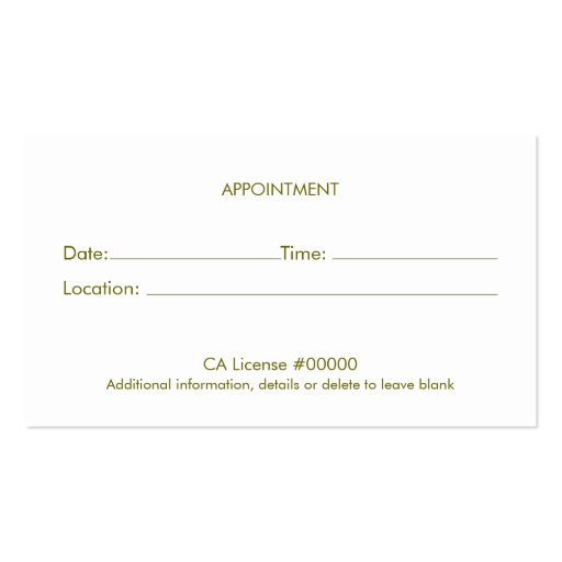 Lotus Holistic Natural Health Appointment Card Business Card Template (back side)