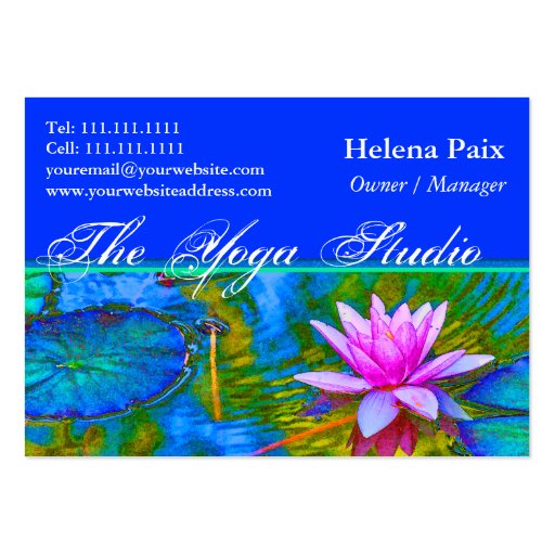 Lotus Lily Flower - Yoga Studio, Spa, Beauty Salon Business Cards (back side)