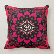 Lotus Love OM Mandala Pink Black Cushion / Pillow pillows