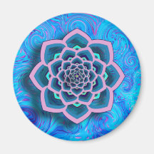 Lotus Mandala in Pink and Aqua Magnet