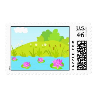 Lotus pond stamp