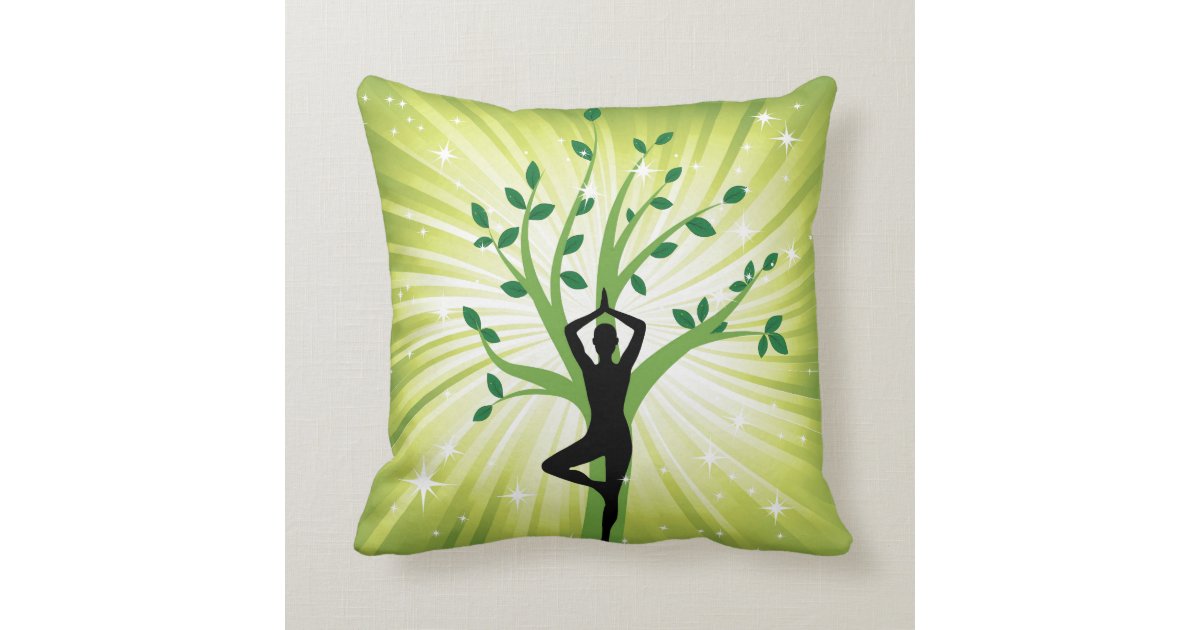 Lotus tree green white yogi yoga zen meditation throw pillow Zazzle