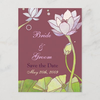 Lotus Wedding Save the Date Postcards