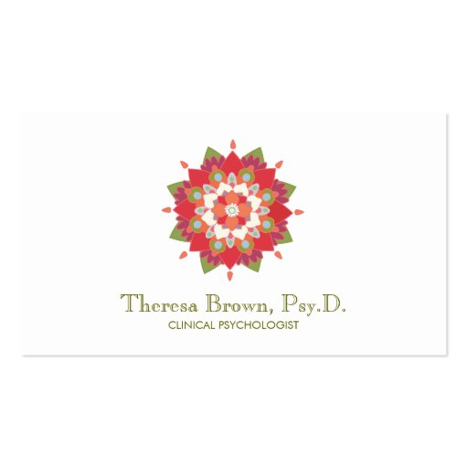 Lotus Wellness and Mental Health Healing Arts Business Card Templates (front side)