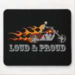 Loud & Proud: Skeleton Biker & Flames: Mousepad