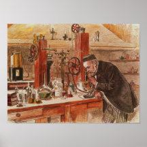 Louis Pasteur experimenting Poster