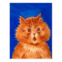 Louis Wain Surprised Orange Cat Post Card