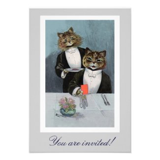 Louis Wain's Cats in Tuxedo Dinner Invitation