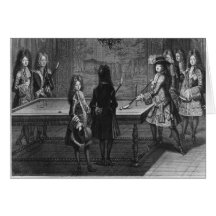 Louis XIV playing billiards with his brother Greeting Card