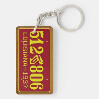 Louisiana 1937 Vintage License Plate Keychain Acrylic Key Chain