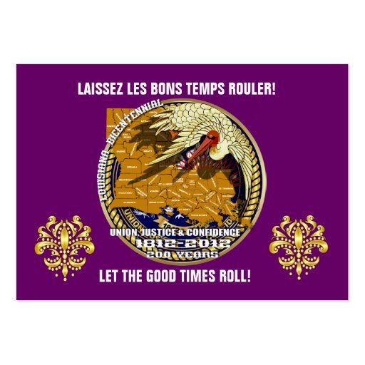Louisiana Bicentennial Mardi Gras Party See Notes Business Card Template (back side)