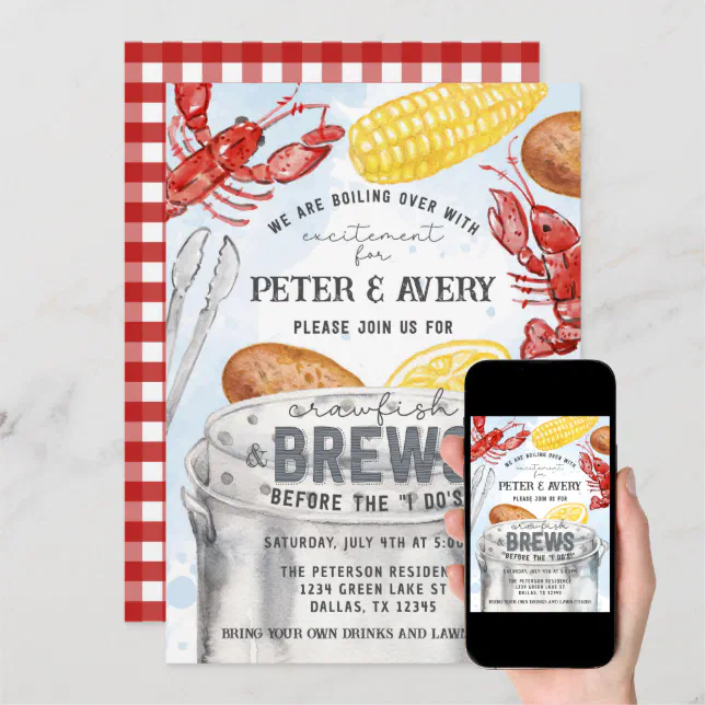 Louisiana Crawfish Seafood Boil Engagement Party Invitation Zazzle