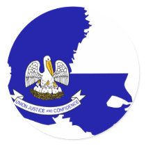 Louisiana Flag Map Round Sticker
