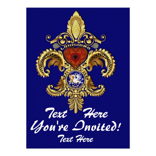 Louisiana Inivitations  Over 50 Colors Custom Invitation