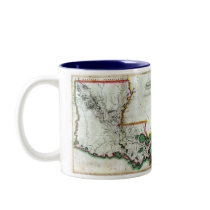 Louisiana Map and State Flag mugs