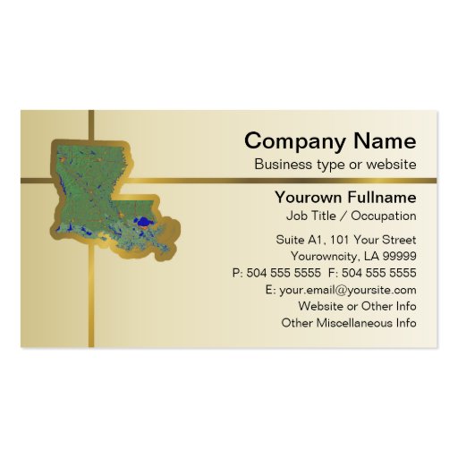 Louisiana Map Business Card (front side)