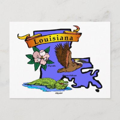 Louisiana Map Post Card