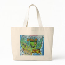 Louisiana USA Map Canvas Bag