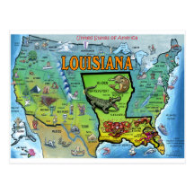 Louisiana USA Map Postcard